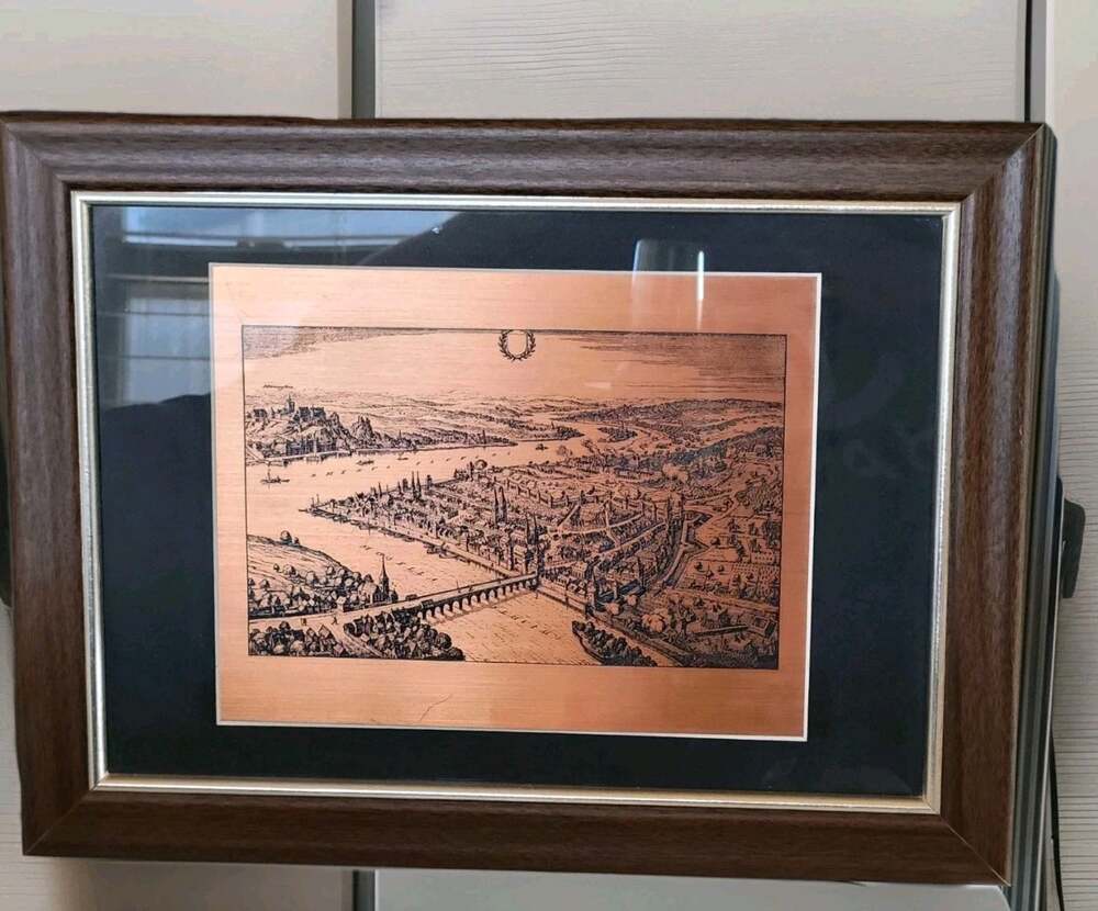 Vintage Copper Wall Art City Of Cobolentz Under Siege 16×12 Hanging Metal Etch